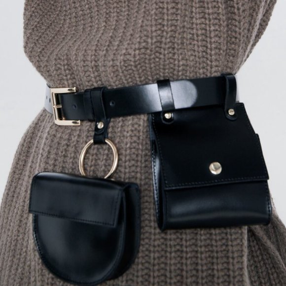 zara leather belt with coin pockets
